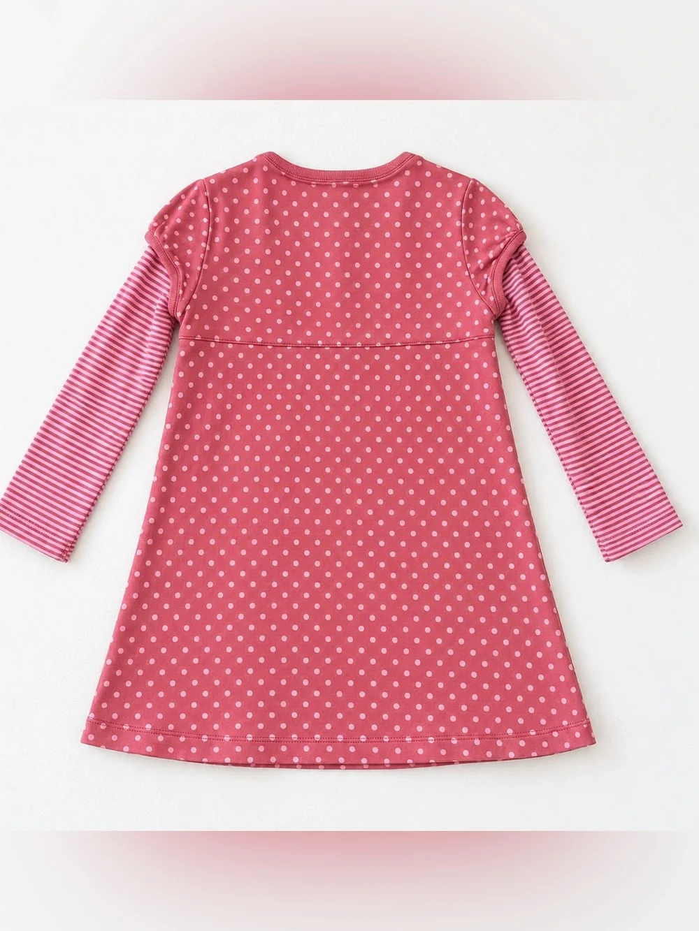 Mini Boden Girls Pink Polka Dot Long Sleeve Dress 5-6Y Cottagecore Stripes